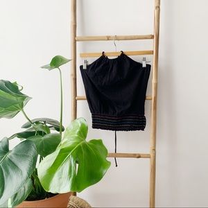 00s Black and Rainbow Smocked Halter Top